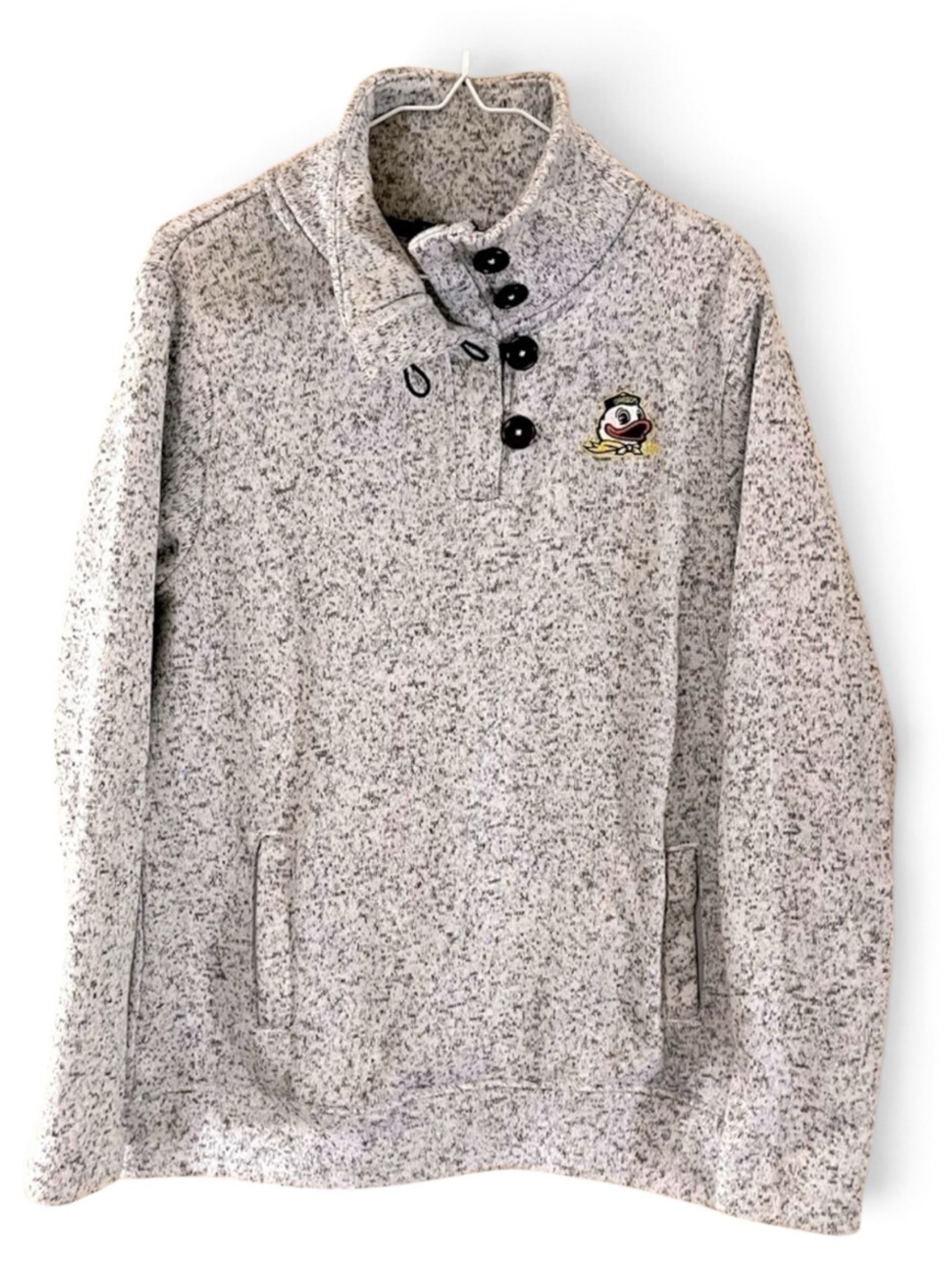 Collegiate Sports Apparel Oregon Ducks Gray Knit Fleece Sweater Pullover